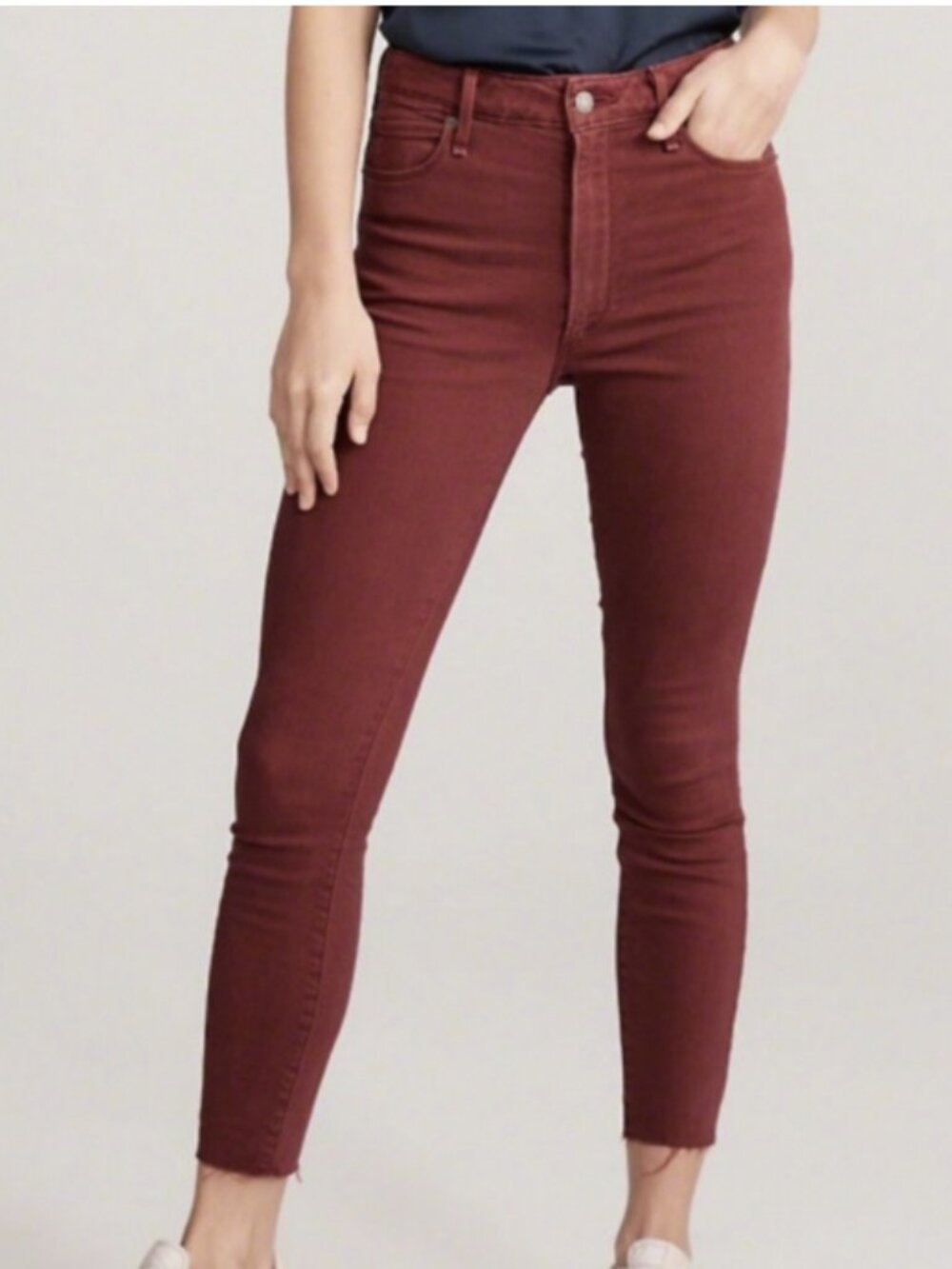 Abercrombie & Fitch Simone High Rise Ankle Women's 30 Burgundy Jeans